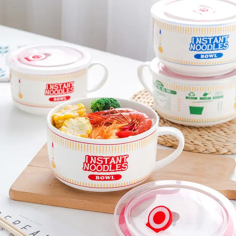 Dim Sum Basket - Creativiteit Deksel Keramiek Instant Noodle Papkom
